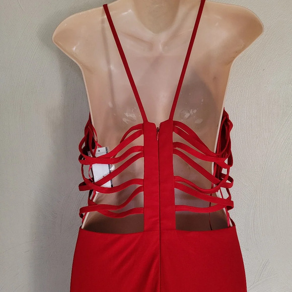 Nightway Red Strappy Back Beaded A-Line Gown Size Women's 12 NEW with Tags - Picture 9 of 16